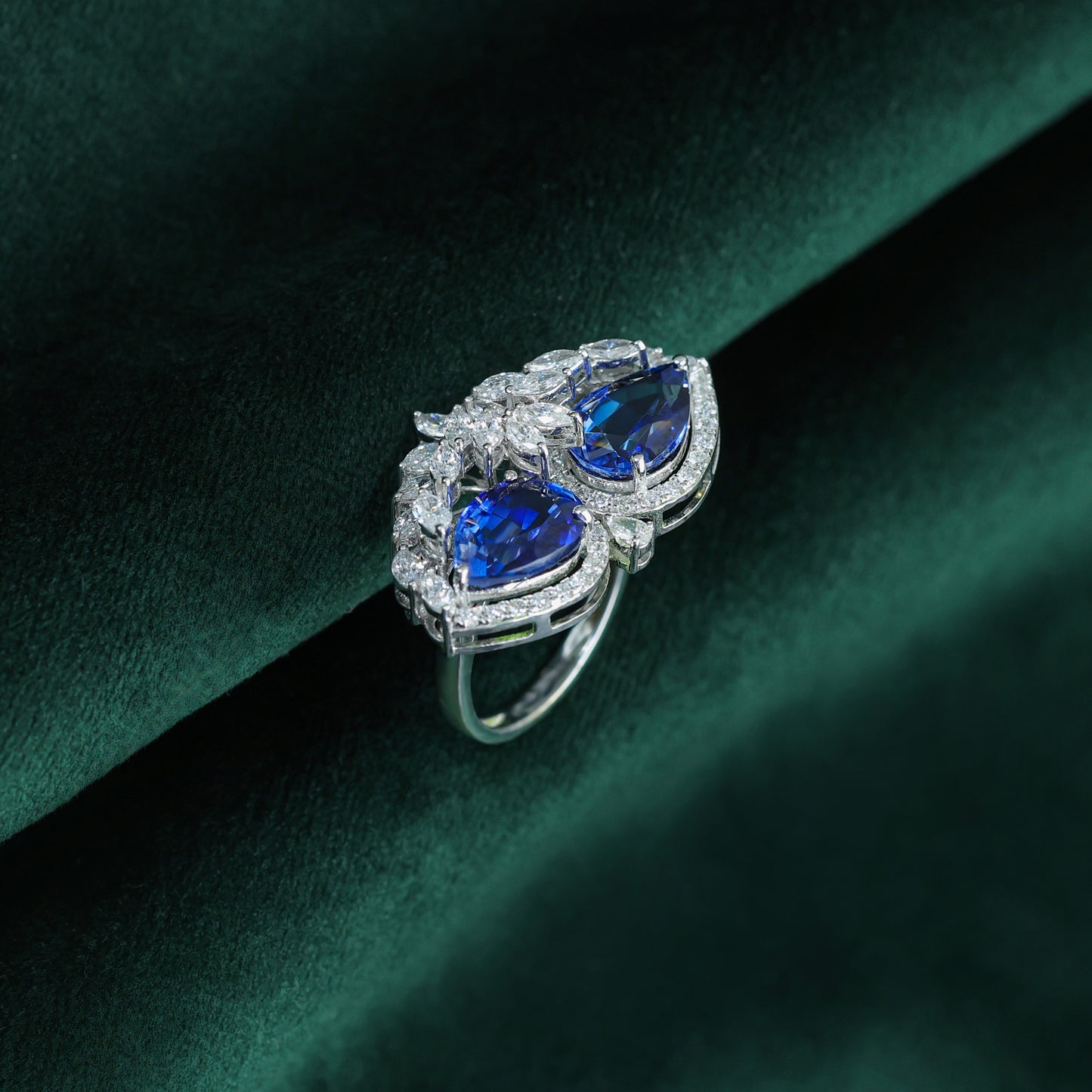 Cobalt Crown Diamond Ring