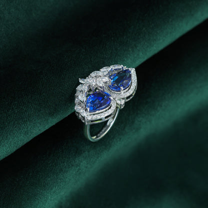 Cobalt Crown Diamond Ring
