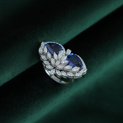 Cobalt Crown Diamond Ring