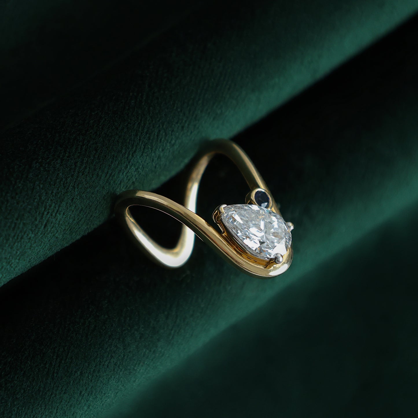 Sapphire Wave Bypass Diamond Ring