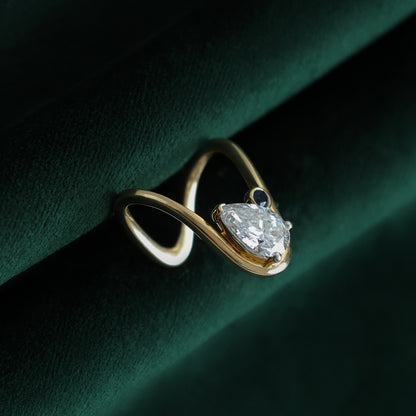 Sapphire Wave Bypass Diamond Ring