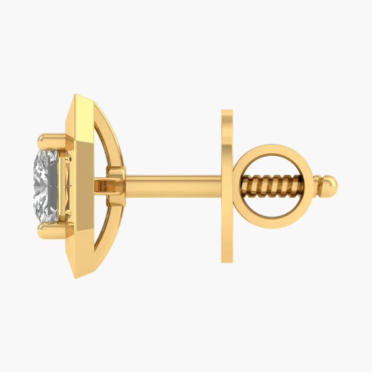 Geometric Beveled Square Diamond Stud Earrings