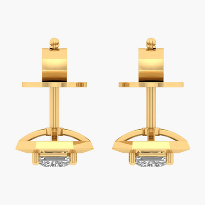 Geometric Beveled Square Diamond Stud Earrings