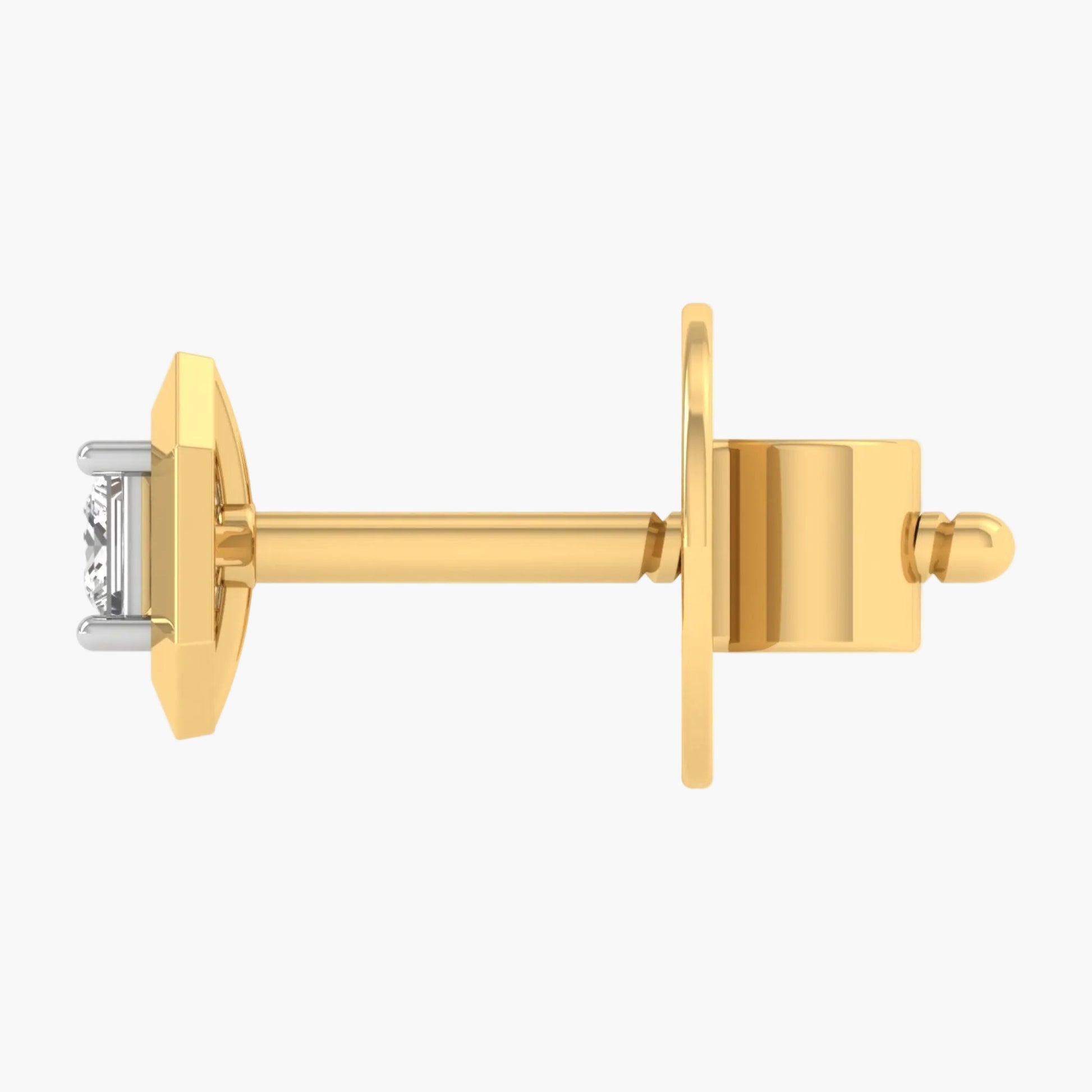 Gold earring on a white background