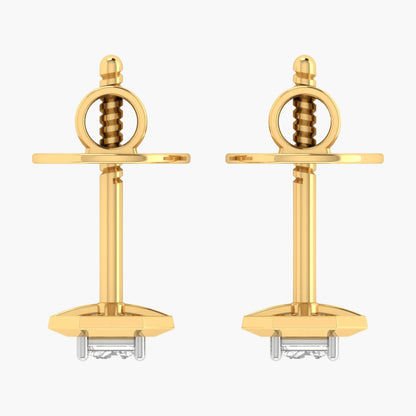Pair of gold earrings on a white background