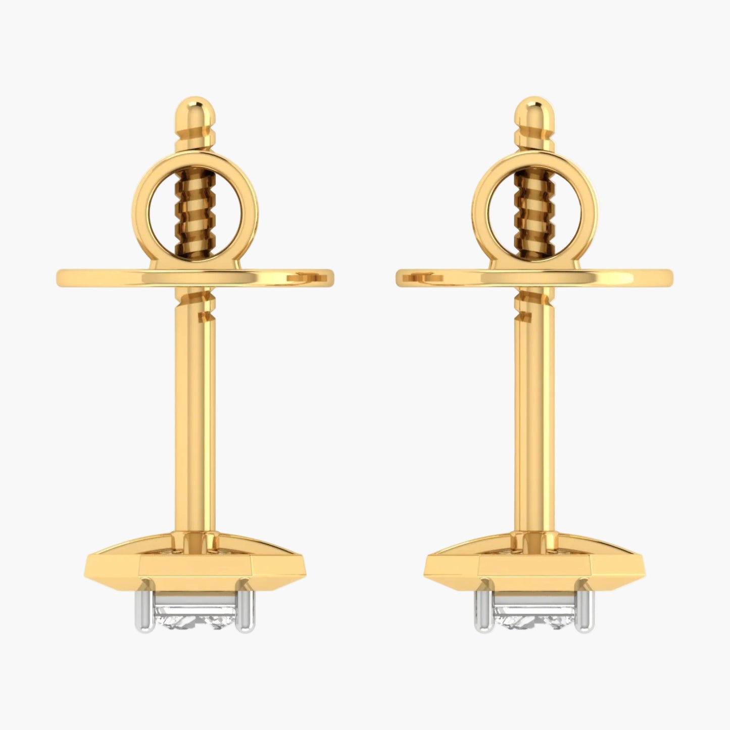 Gold earrings with a white background, branded 'Green Lab'.