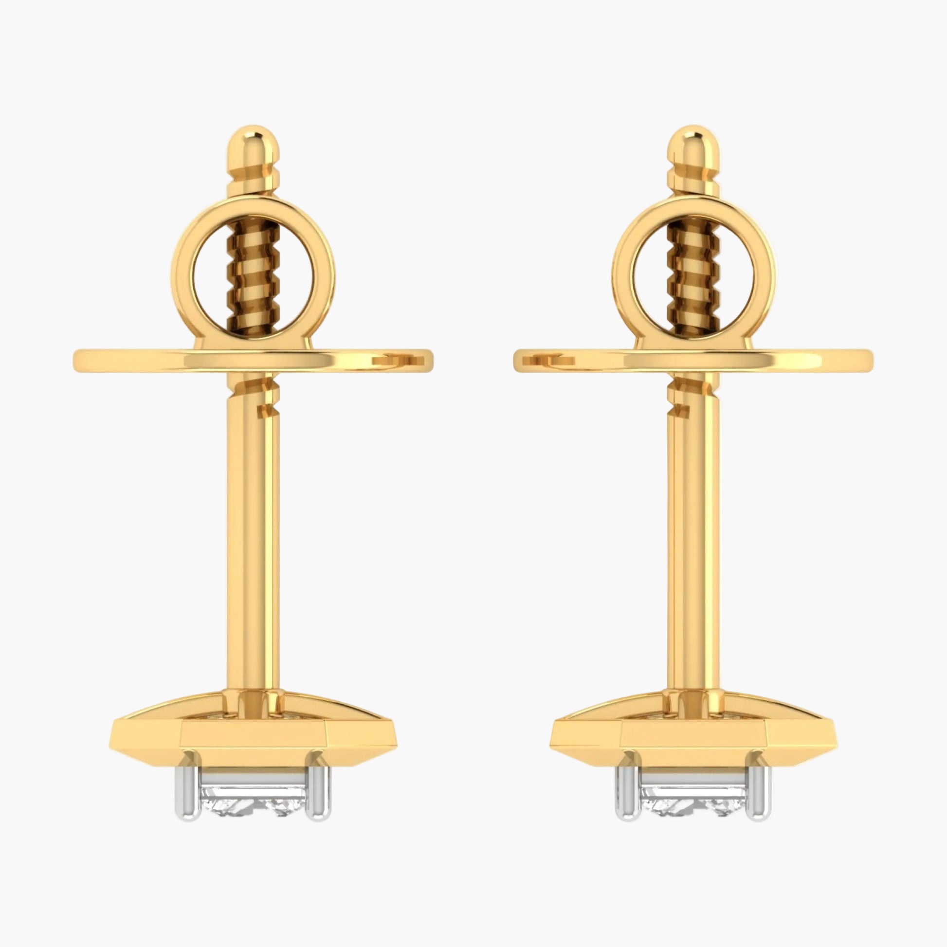 Gold earrings with a white background, branded 'Green Lab'.