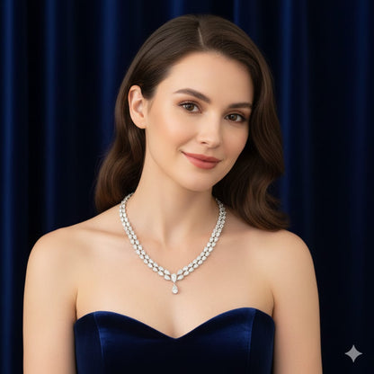 Marquise Leaf Drop Diamond Necklace