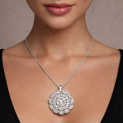 Blooming Petal Halo Diamond Pendant