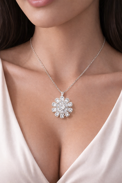 Crystal Dahlia Bloom Diamond Pendant