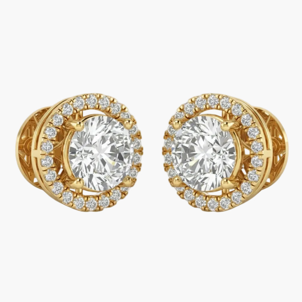 Luminous Halo Diamond Stud Earrings
