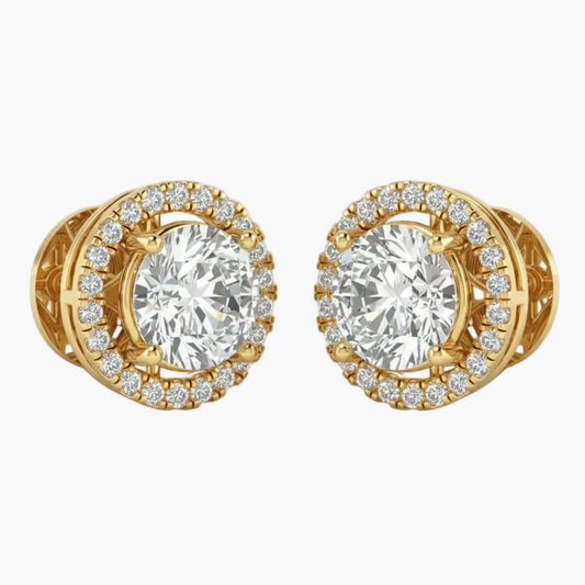 Luminous Halo Diamond Stud Earrings