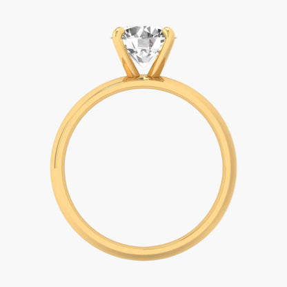 Gold ring with a clear gemstone on a white background