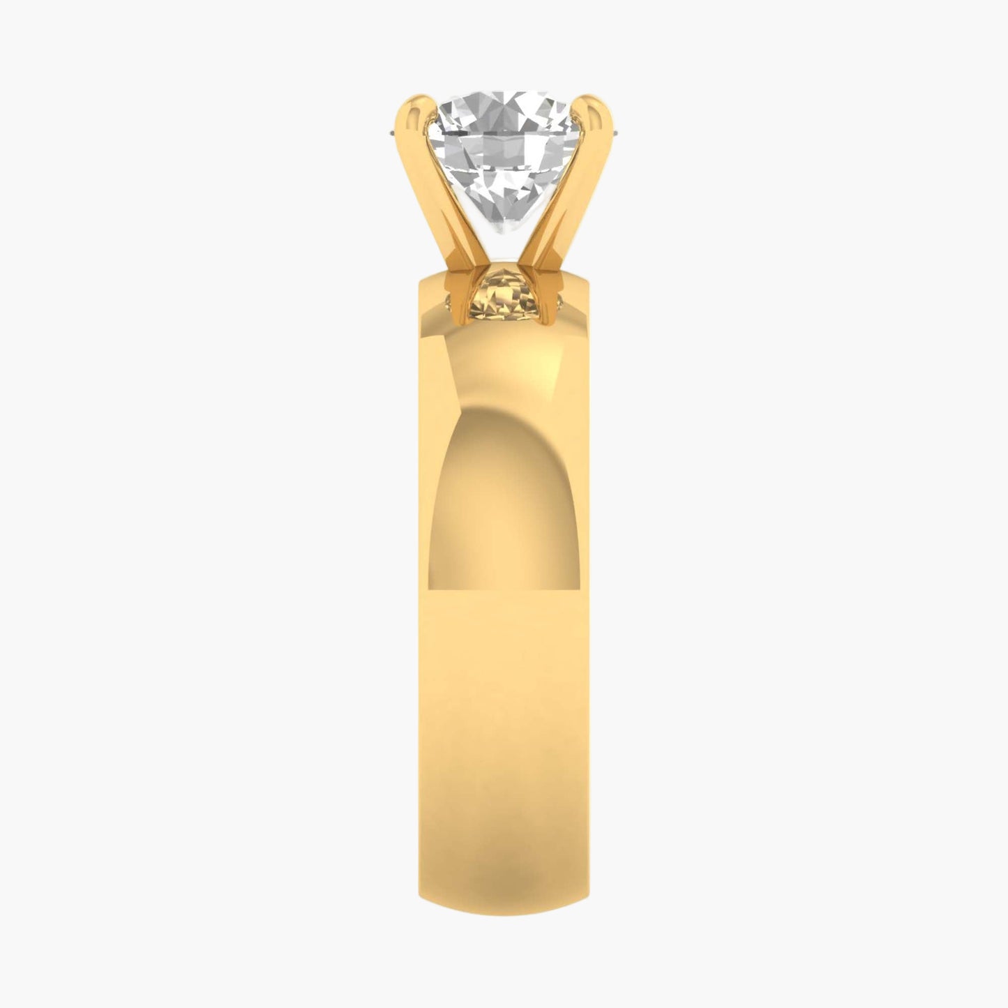 Gold ring with a diamond on a white background