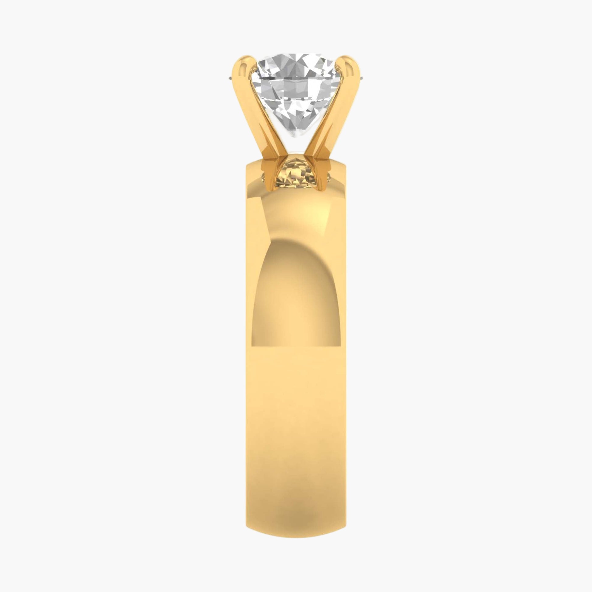 Gold ring with a diamond on a white background