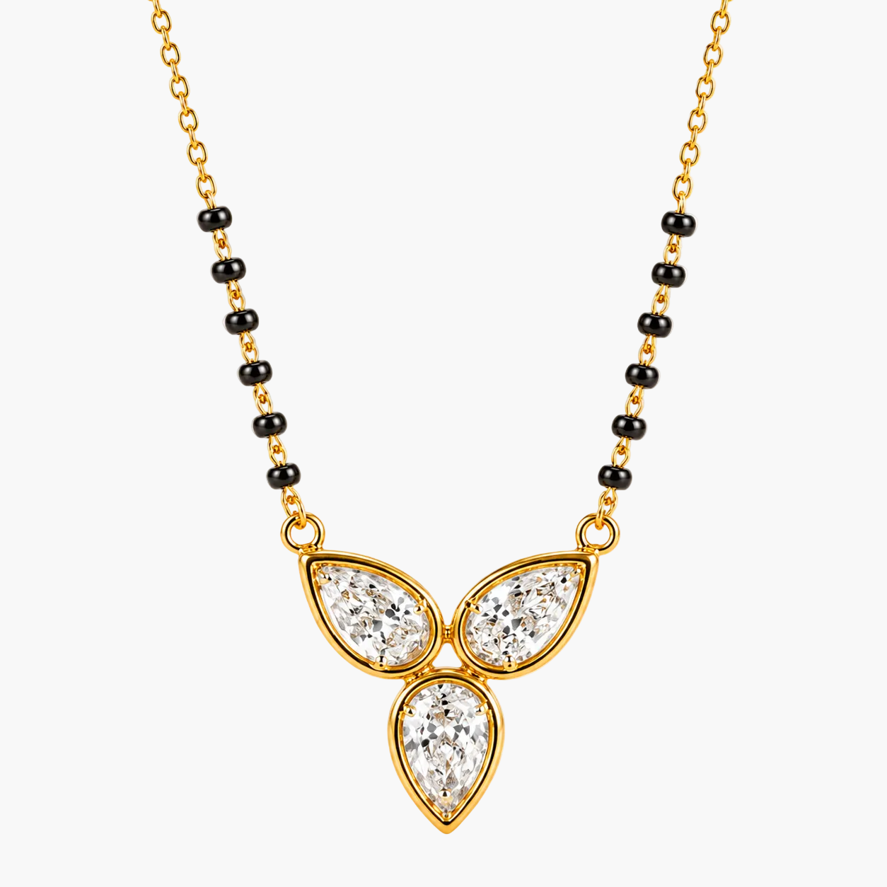Elegant Triple Leaf Diamond Mangalsutra