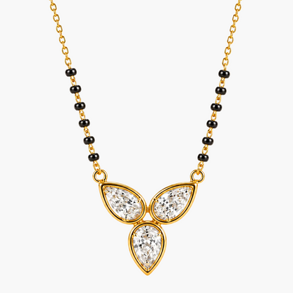 Elegant Triple Leaf Diamond Mangalsutra
