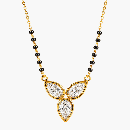 Elegant Triple Leaf Diamond Mangalsutra