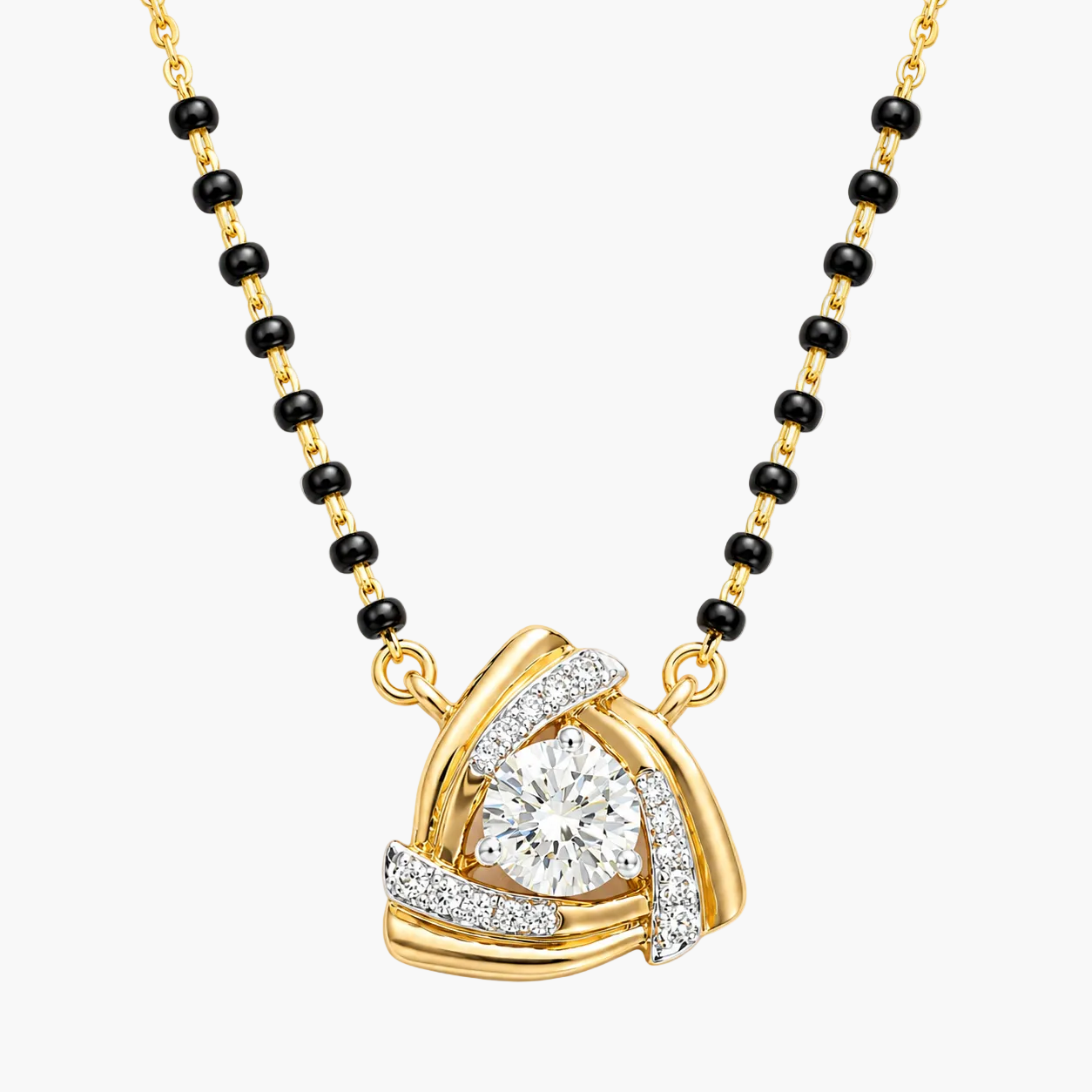Triangle Shaped Srew-Black Diamond Mangalsutra
