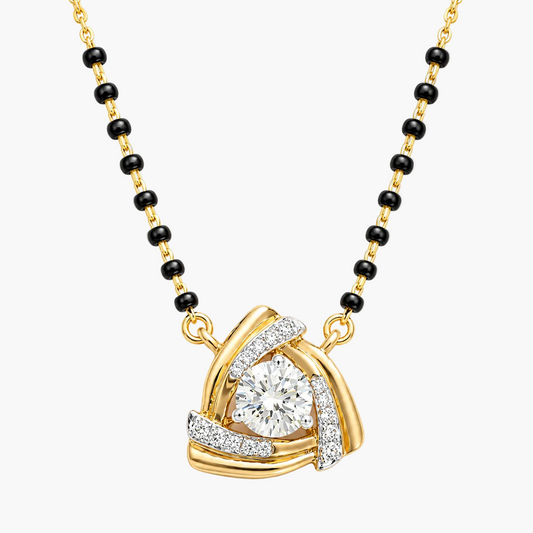 Triangle Shaped Srew-Black Diamond Mangalsutra