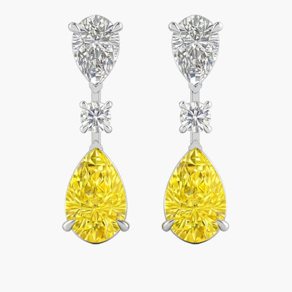 Yellow Pear Drop Diamond Earrings