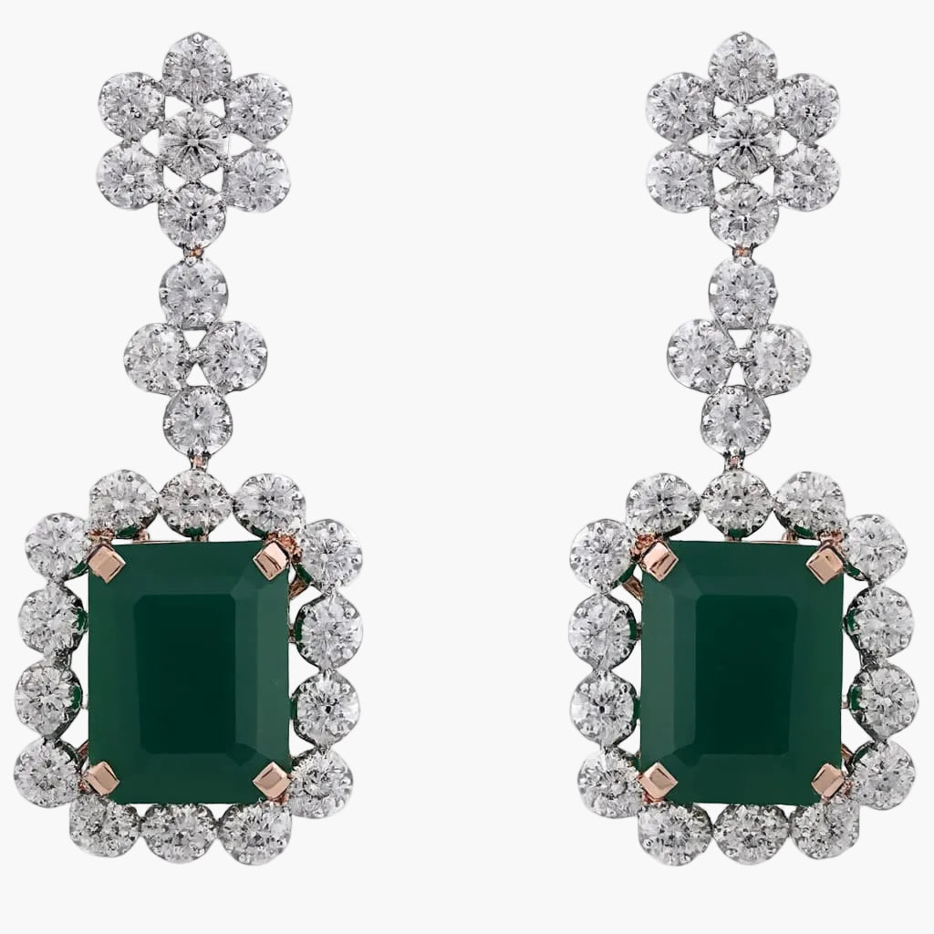 Emerald Opulence Diamond Earrings