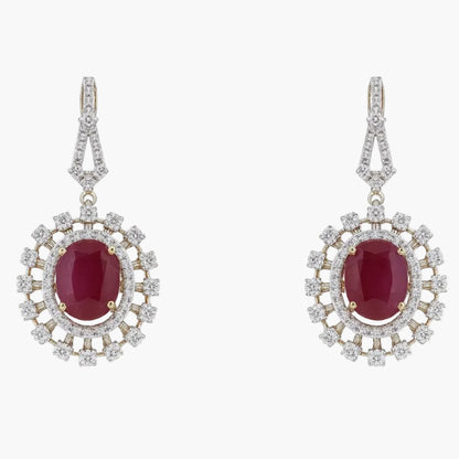 Ruby Radiance Halo Diamond Earrings