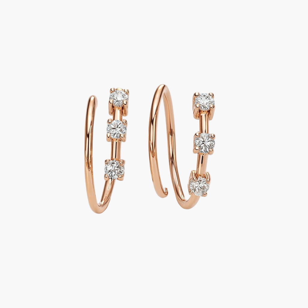 Double Piercing Effect Diamond Earrings