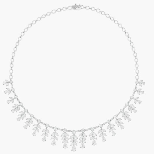 Crystal Fern Fringe Diamond Necklace