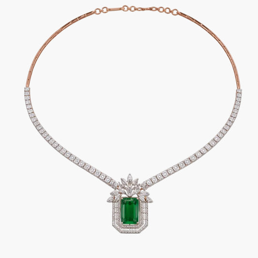 Celestial Emerald Starburst Diamond Necklace