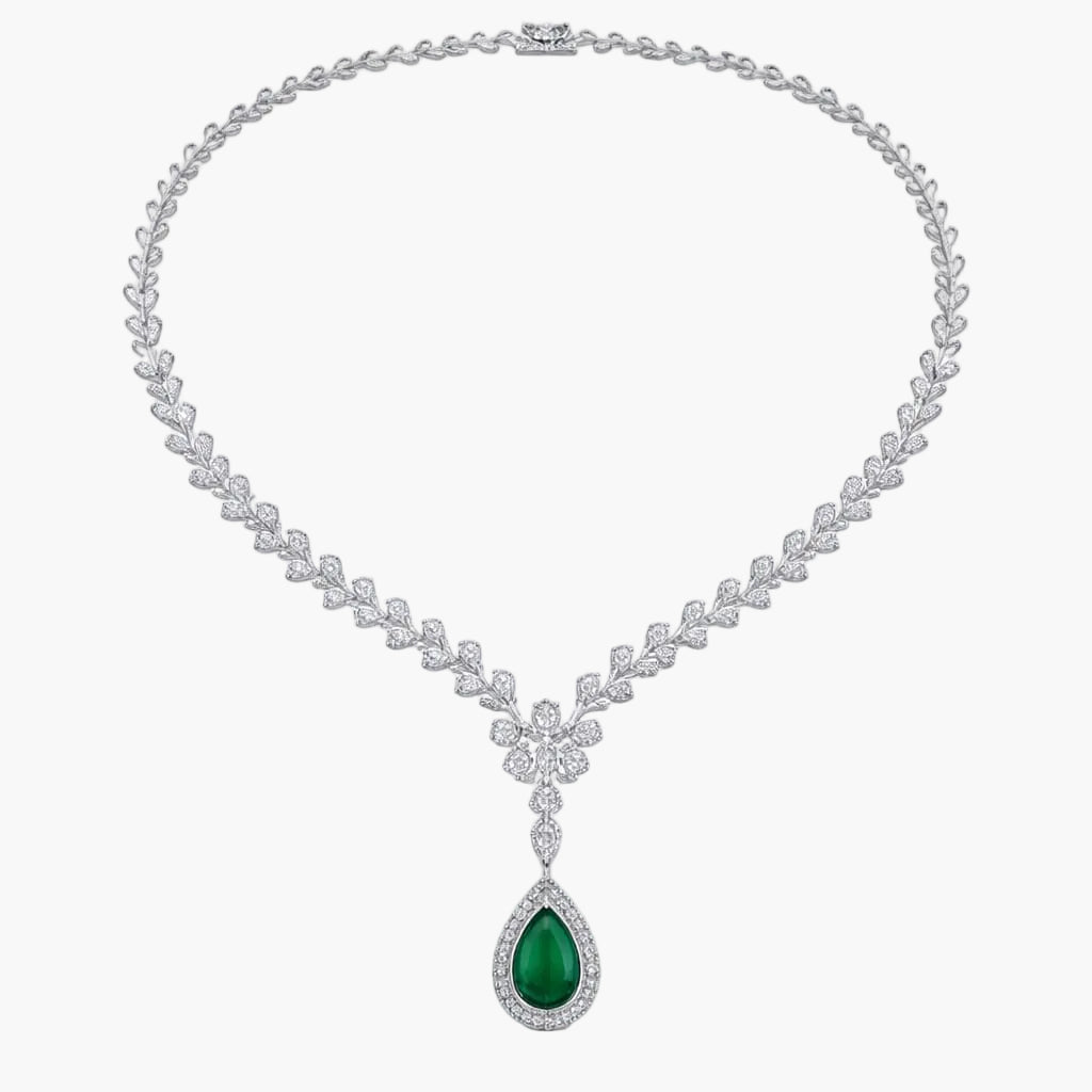 Botanical Cascade Emerald Diamond Necklace
