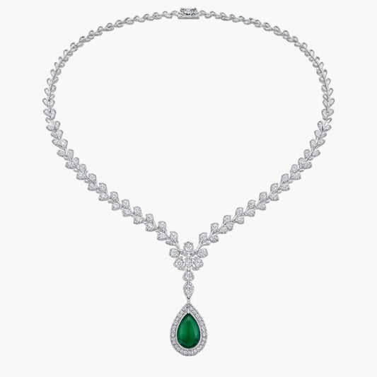 Botanical Cascade Emerald Diamond Necklace