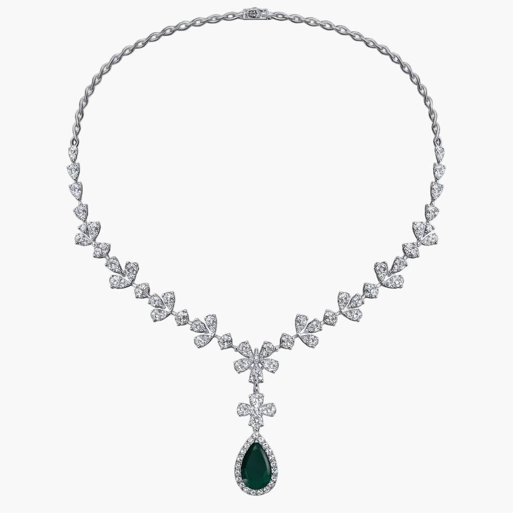 Enchanted Bloom Emerald Drop Diamond Necklace