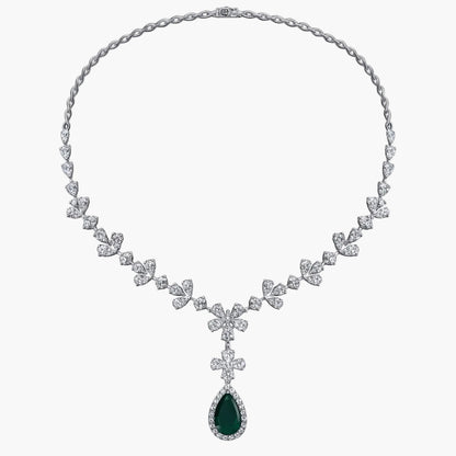 Enchanted Bloom Emerald Drop Diamond Necklace