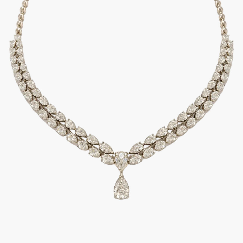 Marquise Leaf Drop Diamond Necklace