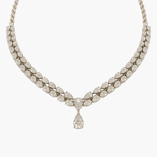 Marquise Leaf Drop Diamond Necklace