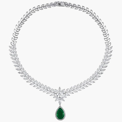 Royal Garland Pear Emerald Diamond Necklace