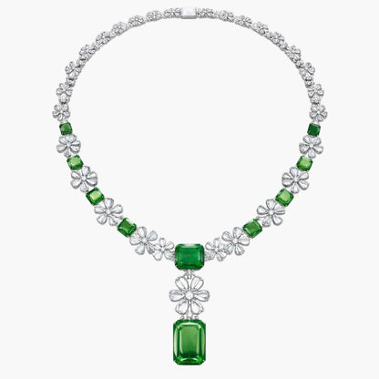 Imperial Emerald Blossom Diamond Necklace