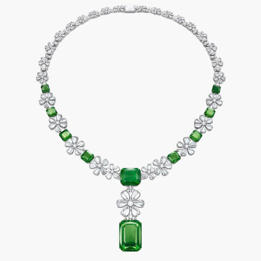 Imperial Emerald Blossom Diamond Necklace