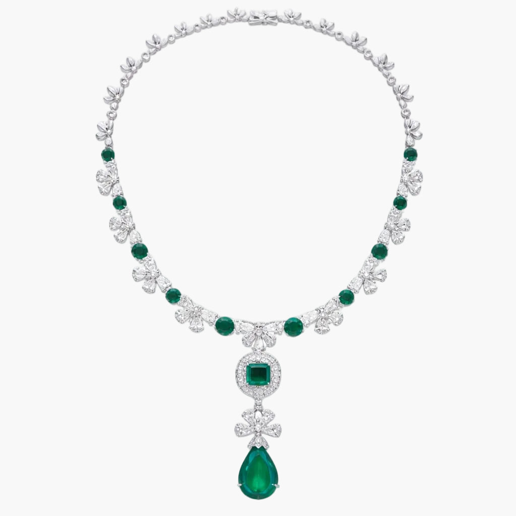 Verdant Blossom Cascade Diamond Necklace