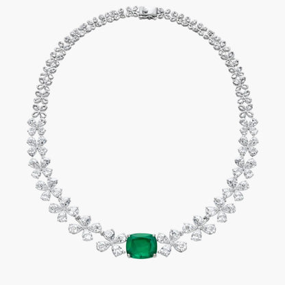 Radiant Garden Emerald Diamond Necklace