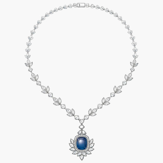 Marquise Vine Sapphire Diamond Necklace