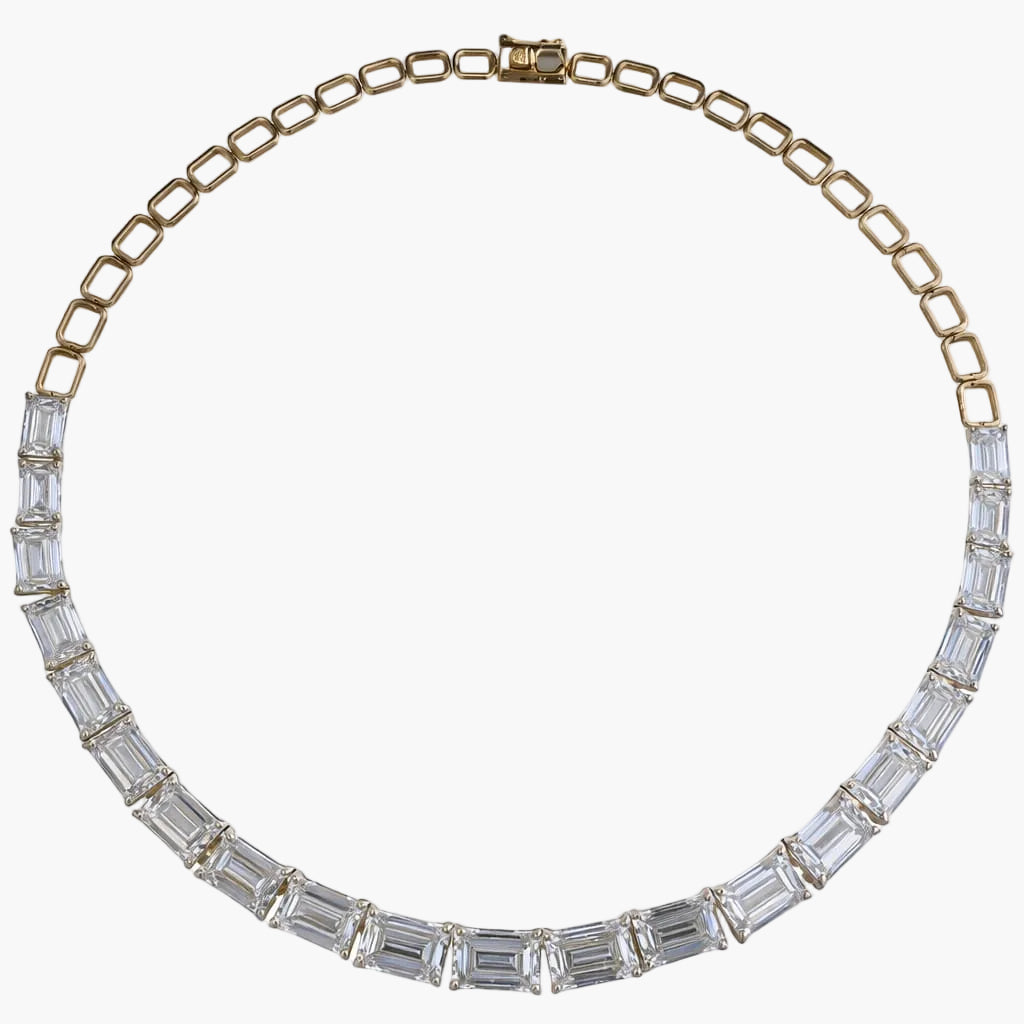 Emerald-Cut Diamond Link Necklace