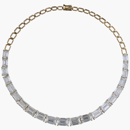 Emerald-Cut Diamond Link Necklace