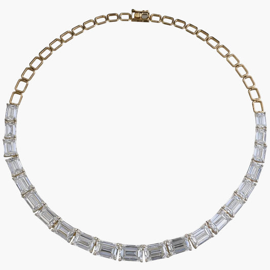 Emerald-Cut Diamond Link Necklace