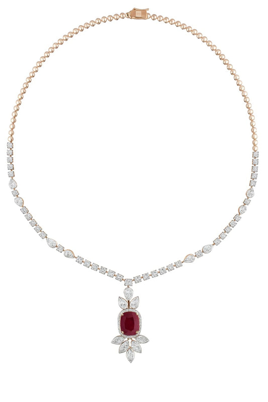 Ruby Blossom Royale Diamond Necklace