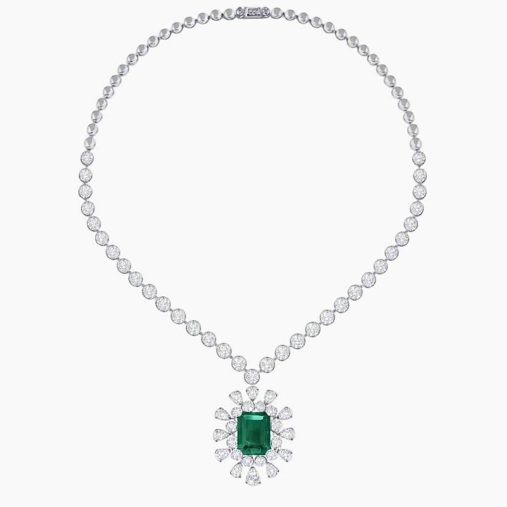 Celestial Emerald Radiance Diamond Necklace