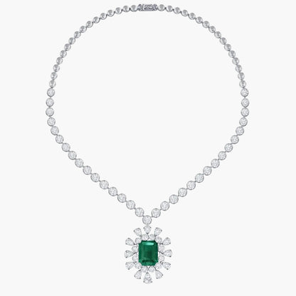 Celestial Emerald Radiance Diamond Necklace