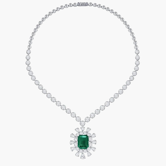 Celestial Emerald Radiance Diamond Necklace