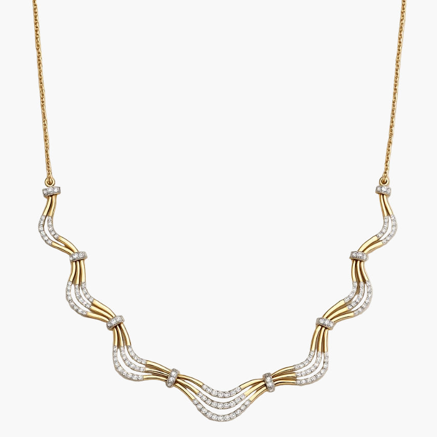 Triple Wave Vibration Diamond Necklace